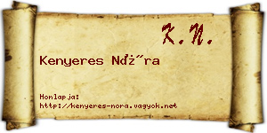 Kenyeres Nóra névjegykártya