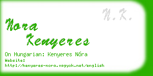 nora kenyeres business card